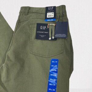 Gap 5 Pocket Pants Men Size 38X30 Green Stretch Slim Fit Super Soft NWT